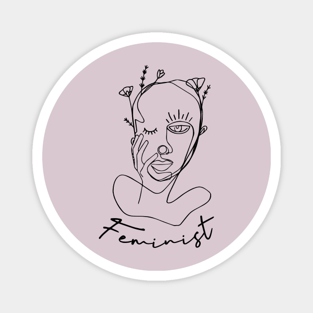 Feminist Flower Line Art Magnet by HeyListen